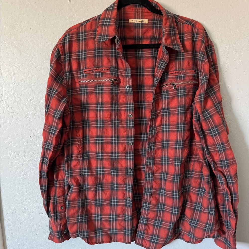 John Varvatos Red Plaid Men's Shirt